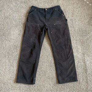 Carhartt B01 Double Knee Black Carpenter Pants 34x32 Distressed Faded Union Made